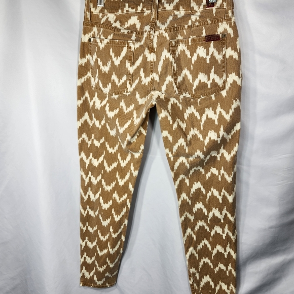 7 for all mankind Anthropologie Tan White Cropped Skinny 5 Pocket Jeans Siz3 27 - Picture 4 of 16